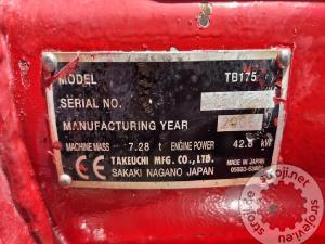 Mini bageri, TAKEUCHI TB175 - LETNIK 2006 - 12090 DELOVNIH UR - 2X ŽLICI