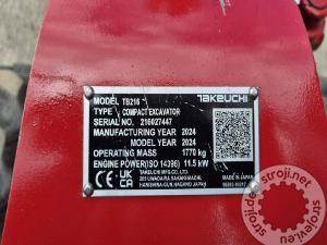 Mini bageri, TAKEUCHI TB216 - POWERTILT - LETNIK 2024 - 400 DELOVNIH UR 